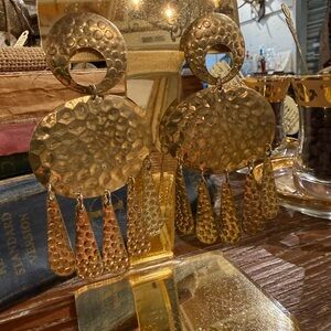 Gold Hammered Statement Earrings